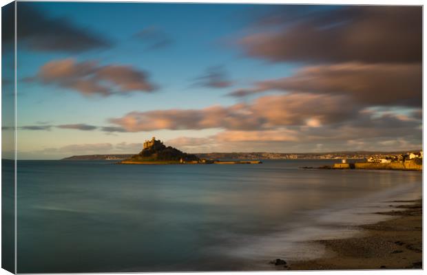 Moving clouds over St Michael's Mount  Canvas Print by Michael Brookes