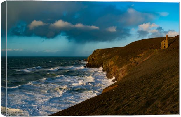 Storm at Wheal Coates Canvas Print by Michael Brookes