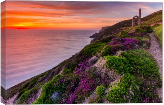 Wheal Coates Sunset Canvas Print by Michael Brookes