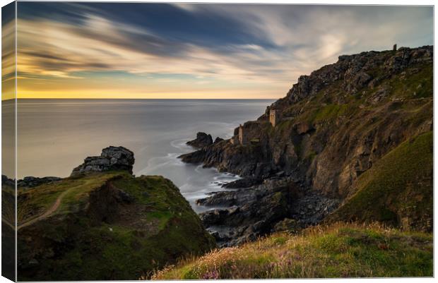 Botallack engine houses Canvas Print by Michael Brookes
