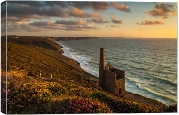 Sunset at Wheal Coates, St Agnes Canvas Print by Michael Brookes