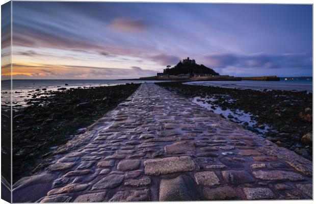 Blue hour at St Michael's Mount, Marazion Canvas Print by Michael Brookes