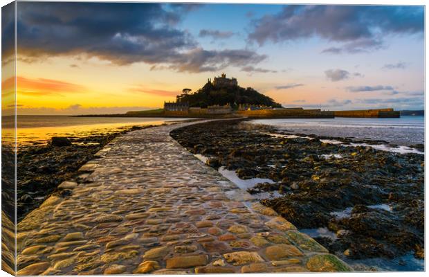 Splendid dawn at Saint Michael' Mount Canvas Print by Michael Brookes