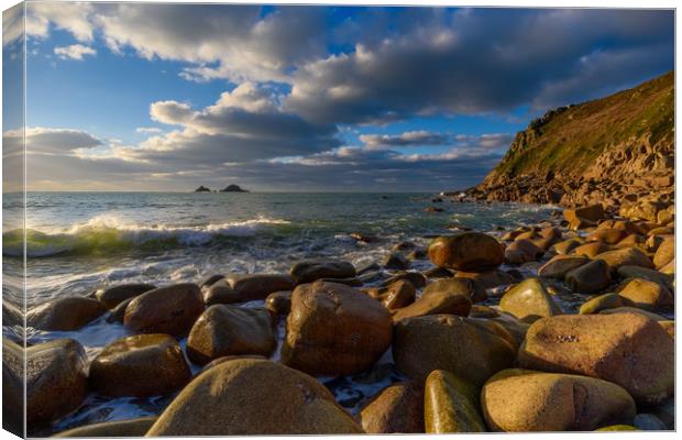 Porth Nanven and the Brisons Canvas Print by Michael Brookes