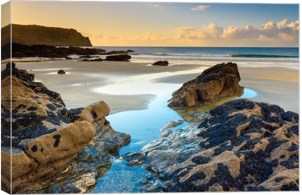 Carne beach and Nare Head Canvas Print by Michael Brookes