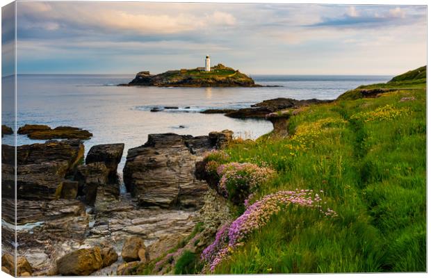 Godrevy lighthouse at dawn II Canvas Print by Michael Brookes