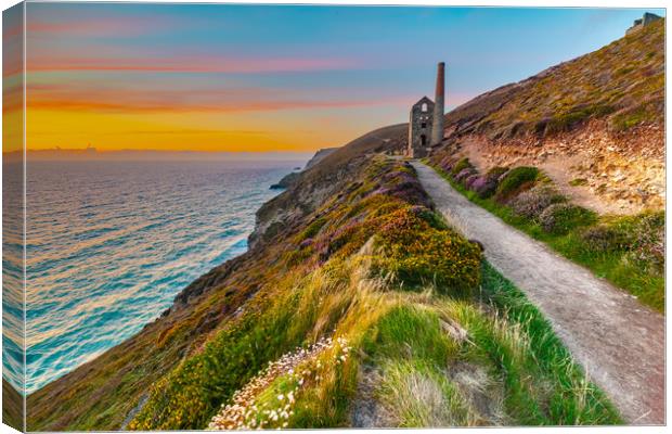 Wheal Coates sunset, Cornwall Canvas Print by Michael Brookes