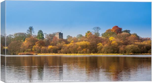 Reflections of Autumn colours at the Loch in Mugdock Country Park Canvas Print by George Robertson