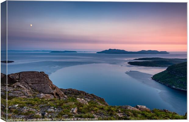 Sunset over the Isle of Rum and Eigg Canvas Print by George Robertson