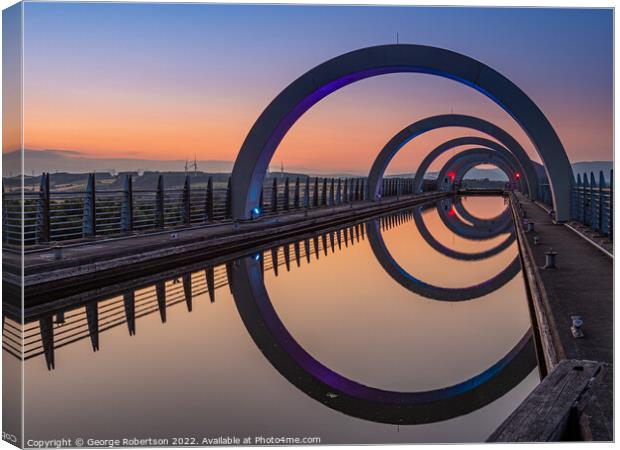 Reflections of Falkirk Wheel Canvas Print by George Robertson