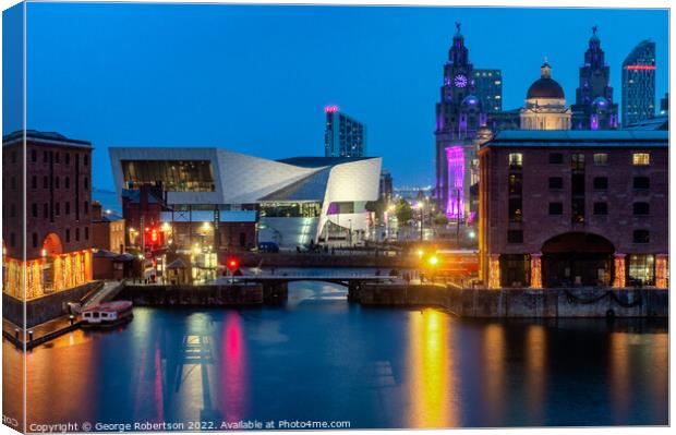 Liverpool Waterfront at night Canvas Print by George Robertson