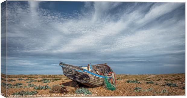 Abandoned fishing boat at Dungeness Canvas Print by George Robertson