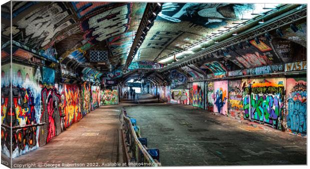 Graffiti in Leake Street, London Canvas Print by George Robertson