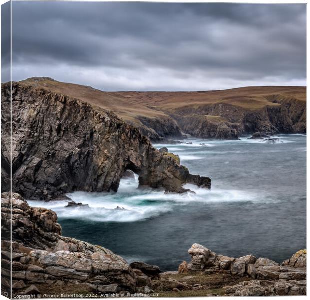 Sea Arch at Strathy Point Canvas Print by George Robertson
