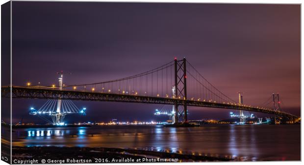 The Forth Road Bridges, Scotland Canvas Print by George Robertson
