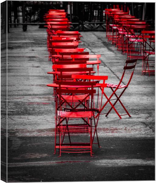 Red Tables and Chairs Canvas Print by George Robertson