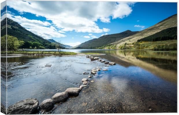 Stepping stones at Loch Doine Canvas Print by George Robertson