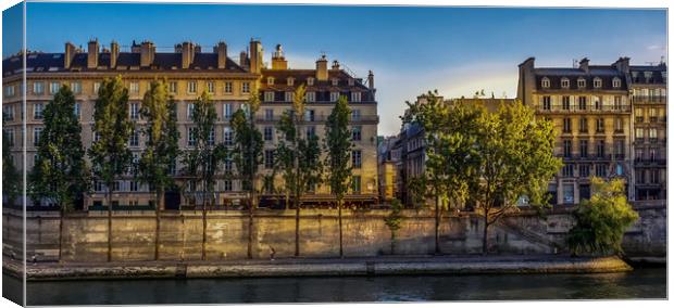 Paris , on the Banks of the River Seine Canvas Print by George Robertson