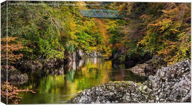 Bridge over the River Garry in Autumn Canvas Print by George Robertson