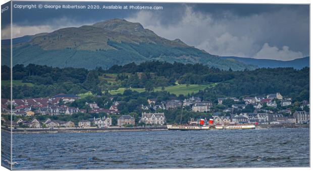 The Waverley sailing down the Clyde near Gourock Canvas Print by George Robertson