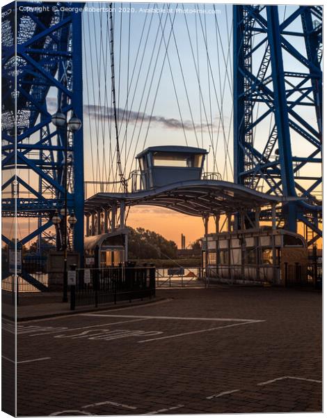 Middlesbrough Transporter Bridge Gondola at sunrise Canvas Print by George Robertson