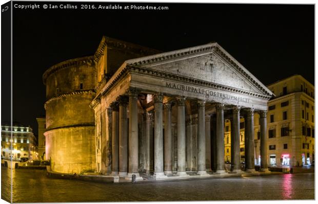 The Pantheon at Night Canvas Print by Ian Collins