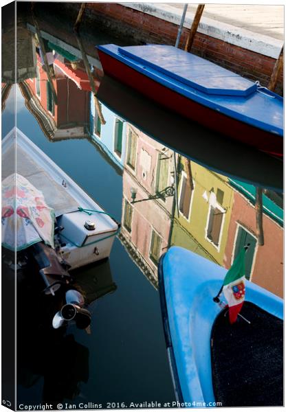 Burano Reflection Canvas Print by Ian Collins