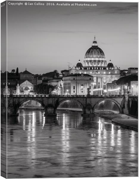 Black and White Sunset, Rome Canvas Print by Ian Collins