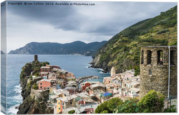 Looking Down on Vernazza, Italy Canvas Print by Ian Collins