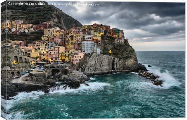 Stormy Early Morning in Manarola Canvas Print by Ian Collins