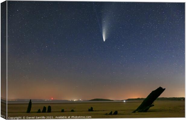 Comet NEOWISE over Rhossili Bay Canvas Print by Dan Santillo