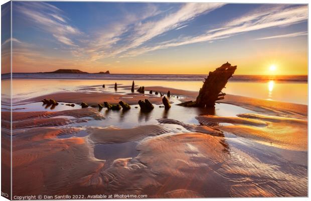 Helvetia Wreck, Rhossili Bay Canvas Print by Dan Santillo