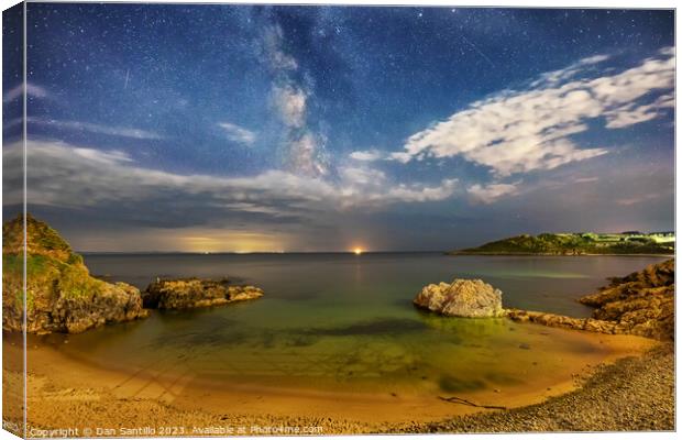 Rotherslade at Night on Gower, Wales Canvas Print by Dan Santillo