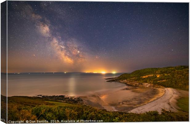 Milky Way over Pwlldu Bay, Gower Canvas Print by Dan Santillo