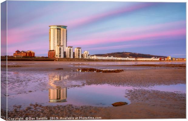 Meridian Tower and Swansea Bay Canvas Print by Dan Santillo