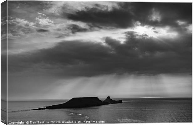 Moody Worms Head, Rhossili, Gower Canvas Print by Dan Santillo