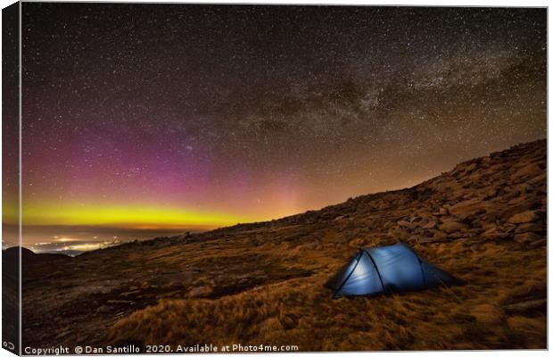 Aurora Borealis from Glyder Fawr in Snowdonia Canvas Print by Dan Santillo