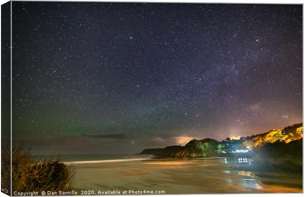 Caswell Bay, Gower at night with airglow Canvas Print by Dan Santillo