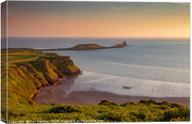 Worms Head, Rhossili Bay Canvas Print by Dan Santillo