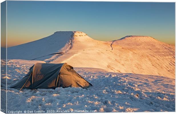 Corn Du and Pen y Fan Wild Camp Sunrise Canvas Print by Dan Santillo