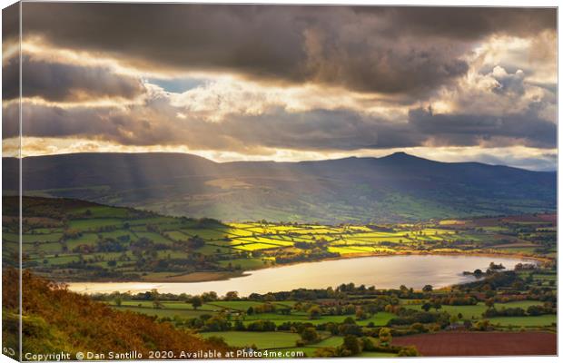 Llangorse Lake from Mynydd Llangorse, Brecon Beaco Canvas Print by Dan Santillo