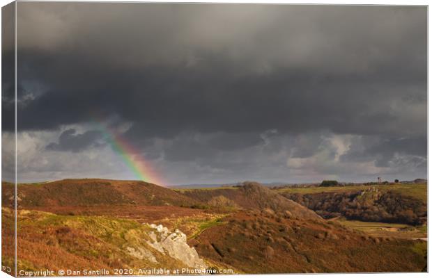 Rainbow at Penmaen Burrows, Gower, Wales Canvas Print by Dan Santillo