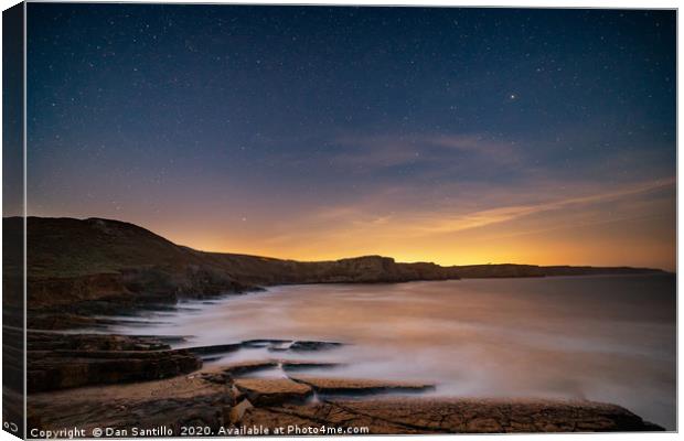 Fall Bay from Tears Point at night, Gower Canvas Print by Dan Santillo