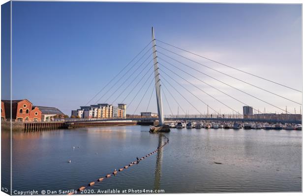 The Sail Bridge, Swansea Marina, Swansea, Wales Canvas Print by Dan Santillo