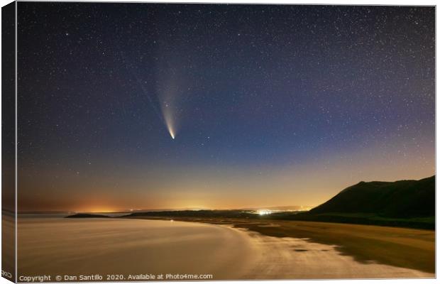 Comet NEOWISE, Rhossili Bay, Gower Canvas Print by Dan Santillo