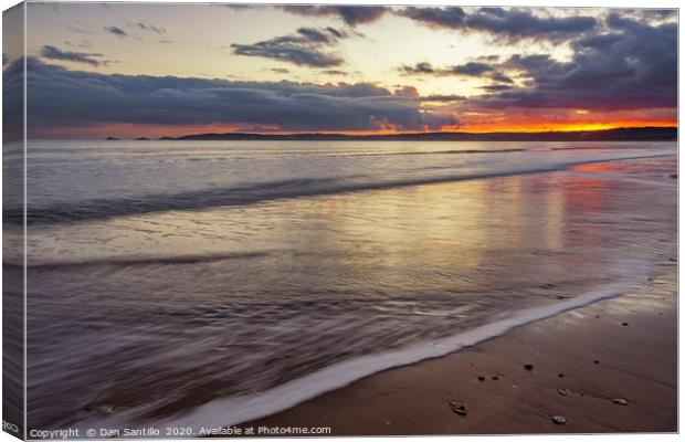 Mumbles across Swansea Bay at sunset Canvas Print by Dan Santillo