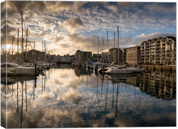 Sutton Harbour Sunset, Plymouth Canvas Print by Jon Rendle