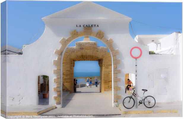 The entrance to La Caleta beach in Cadiz Canvas Print by Piers Thompson
