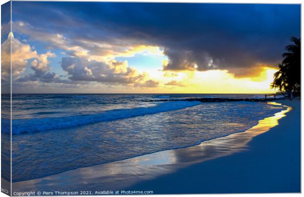Barbados beach at Sunset Canvas Print by Piers Thompson