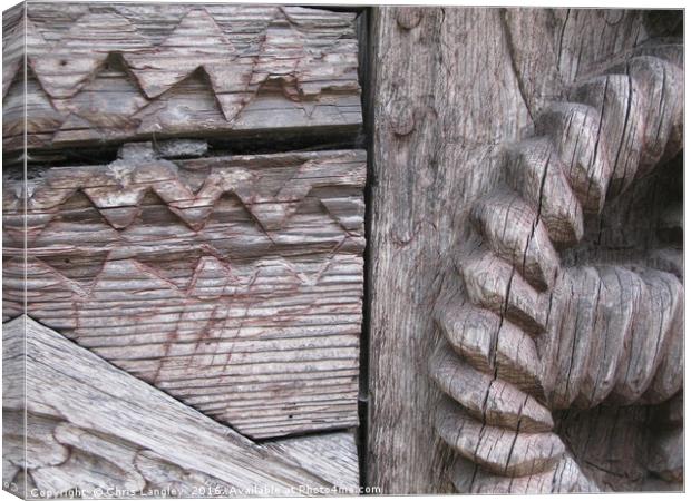 Traditional Gateway carving, Romanian Farmstead Canvas Print by Chris Langley